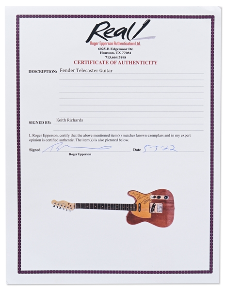 Keith Richards' Custom Guitar Signed & Stage-Played With the Rolling Stones During the ''Some Girls'' Recording Sessions, Tour & Videos -- With Resolution Photomatching